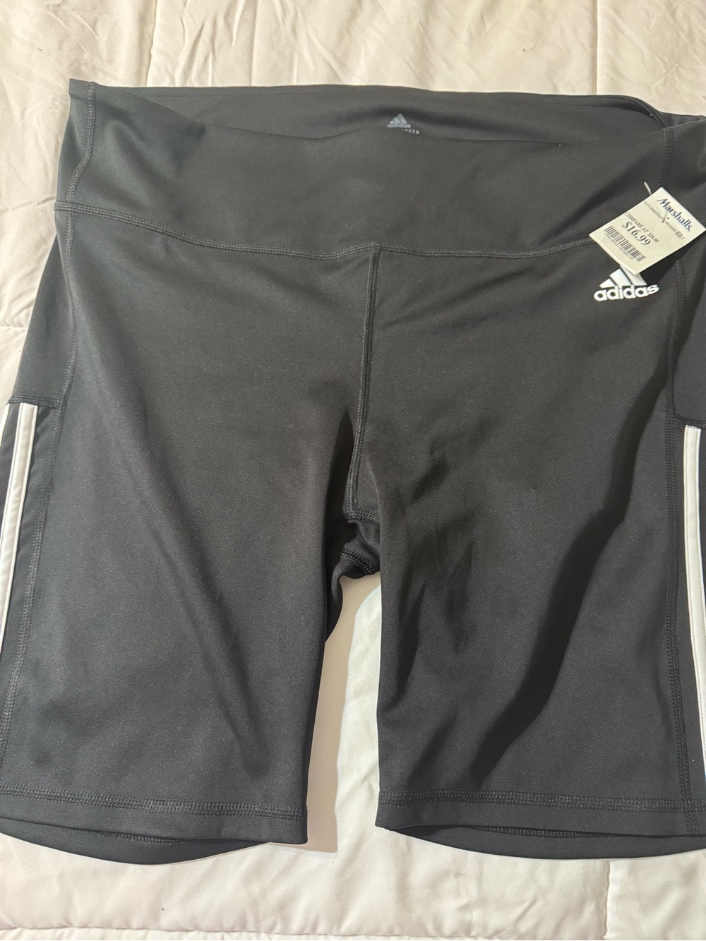 adidas Black Bike Shorts with White Side Stripes